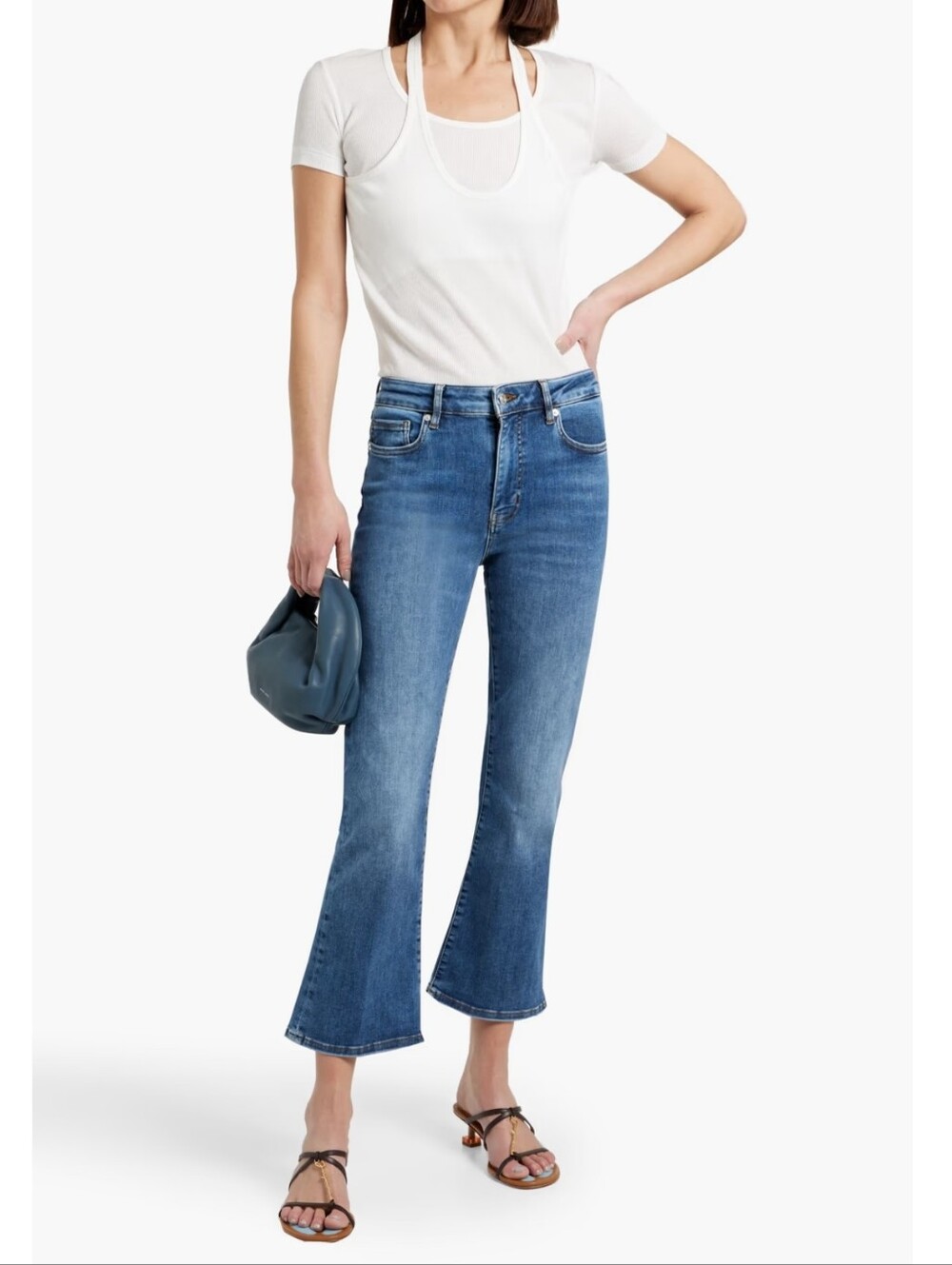 FRAME La One Crop Mini Boot Jeans Size 1 Medium Wash Sustainable Denim